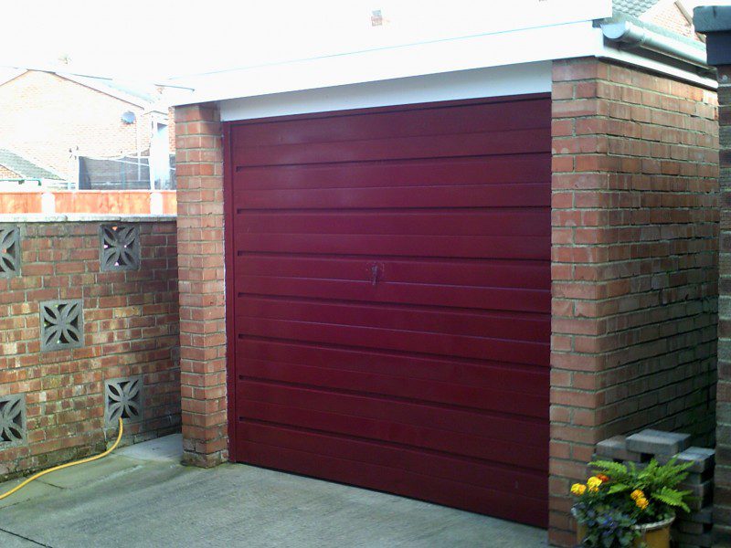 Red Up and Over Garage Door (Before)