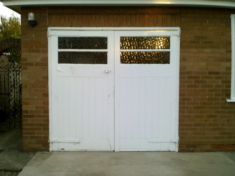 White up and over Rib Style Up and Over Garage Door (Before)