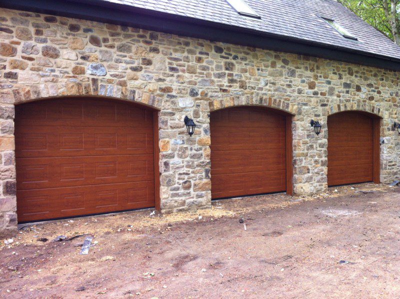 Golden Oak Sectional Garage Doors (After)