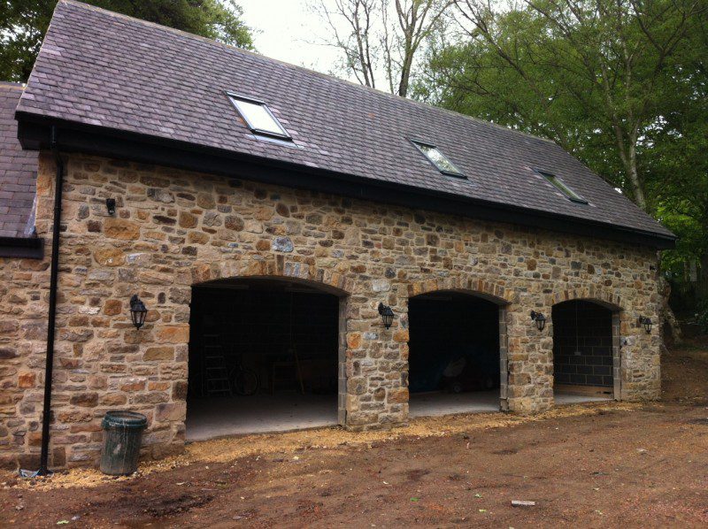 Golden Oak Sectional Garage Doors (Before)