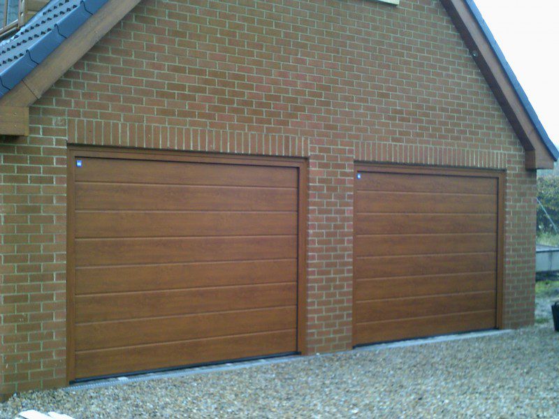 Golden Oak Sectional Garage Doors (After)