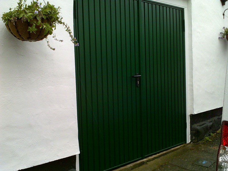 Green Insulated Rib Side Hinged Garage Doors (After)