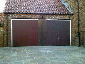 Steel Blue Georgian Sectional Garage Door (Before)