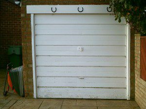 White Cathedral Up and Over Garage Door (Before)