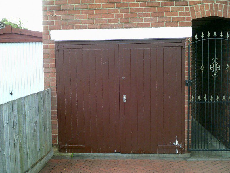 Side Hinged Cathedral Style Garage Doors (Before)