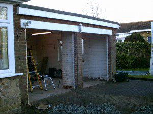 White Cathedral Up and Over Garage Door (Before)