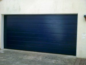 Linear Style Blue Sectional Garage Door (After)