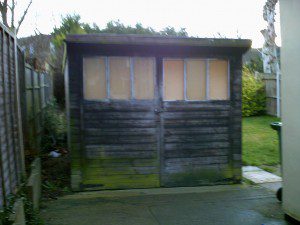 White Carlton Up and Over Garage Door (Before)