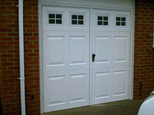 White Georgian Side-Hinged Garage Doors (After)