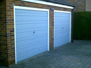 Red Insulated Roller Garage Doors (Before)