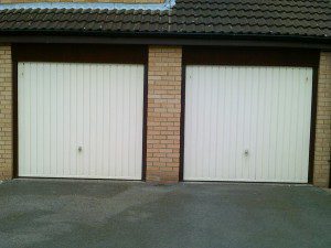 White Georgian Sectional Garage Door (Before)