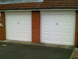 White Cathedral Up and Over Garage  Door (Before)
