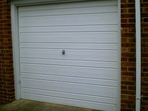 White Cathedral Up and Over Garage Door (Before)