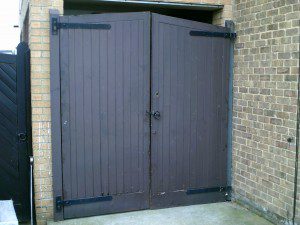 Brown Side-Hinged Garage  Door (Before)