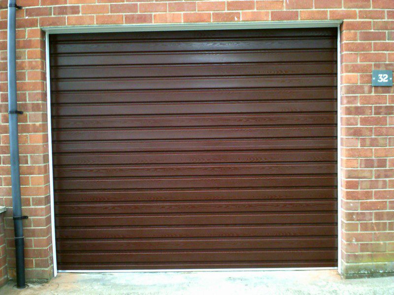 Rosewood Coloured Roller Garage Door (After)