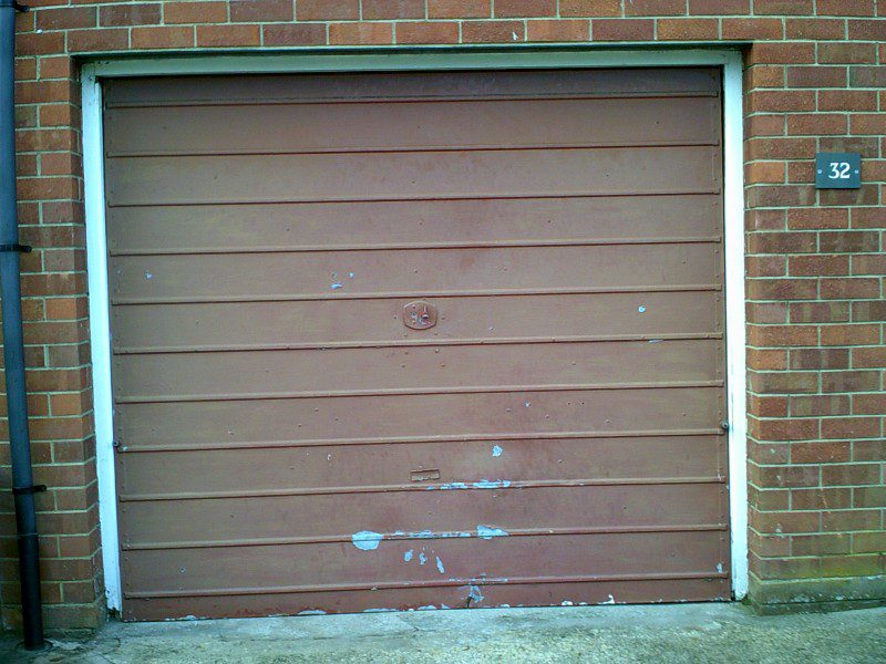 Rosewood Coloured Roller Garage Door (Before)